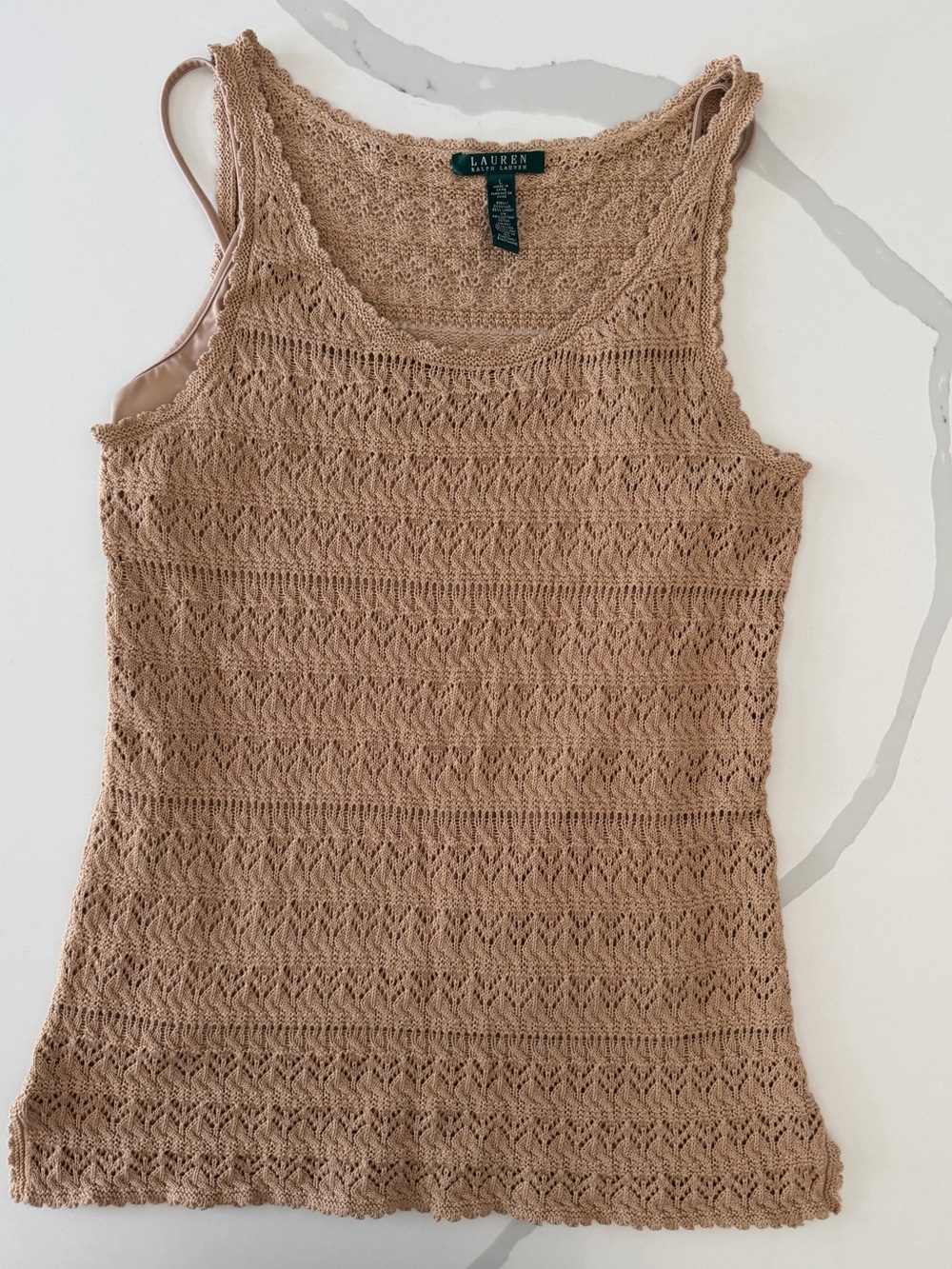 Ralph Lauren Tan Crochet Knit Tank